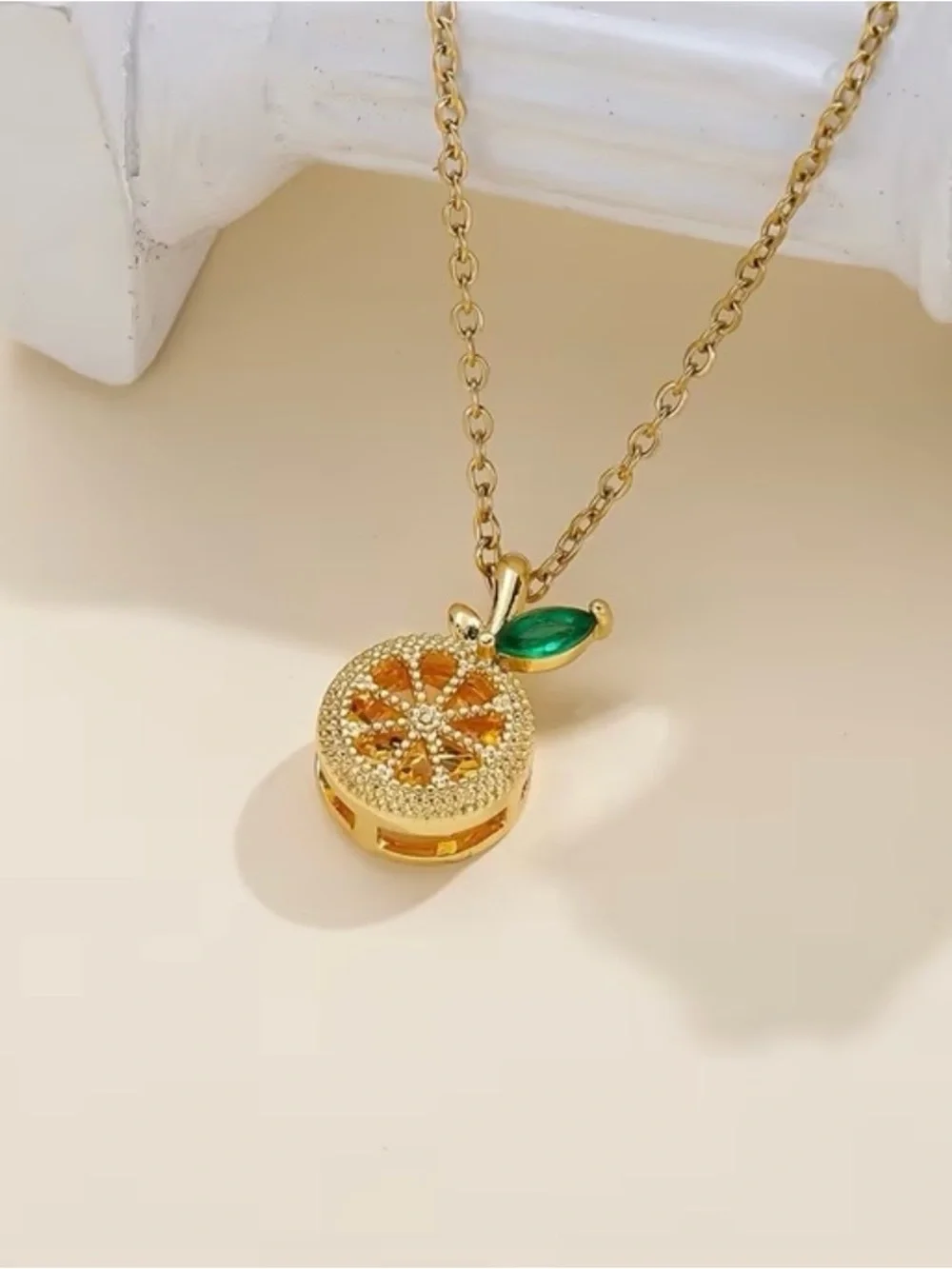 Gold-Tone Lemon Pendant Necklace and Earring Set - Picture 6 of 6